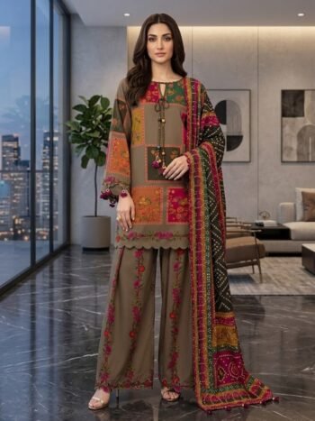 Charizma Digital Printed Lawn Suit with Printed Chiffon Dupatta and Printed Trouser