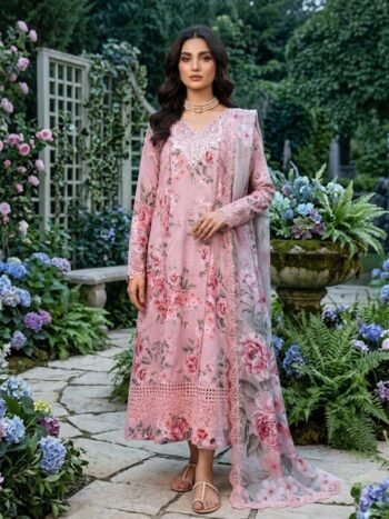 Lawn Digital Printed Suit with Printed Lawn Dupatta and Printed Lawn Trouser (Unstitched)