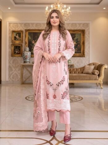Fancy Cotton Heavy Embroidered Aneela's Dress with Digital Print Dupatta 3 Pc Suit (Unstitched)