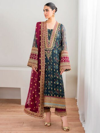 BAROQUE Heavy Embroidered Chiffon Suit with Sequence Embroidered Digital Printed Dupatta (Unstitched)
