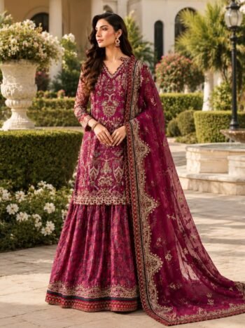 Luxury Heavy Embroidered Chiffon Dress With Organza Embroidered Dupatta (Unstitched)