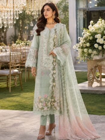 Crimson Lawn Chicken Karri Embroidered Suit with Chiffon 4 Sided Heavy Embroidered Dupatta (Unstitched)