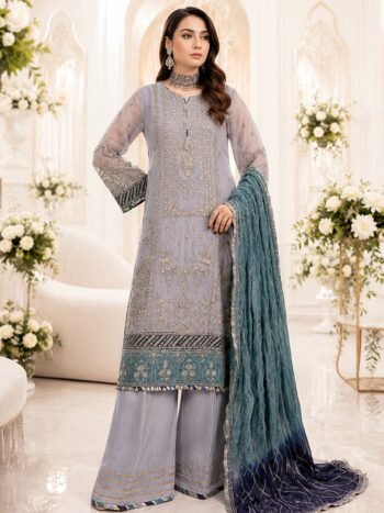 Chiffon Heavy Embroidered Dress with Chiffon Embroidered Tie & Die Dupatta (Unstitched)