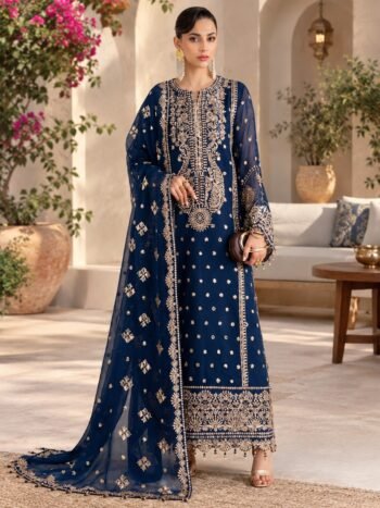 Alizeh Fashion Heavy Embroidered Chiffon Party Wear Dress with Chiffon Embroidered Dupatta (Unstitched)