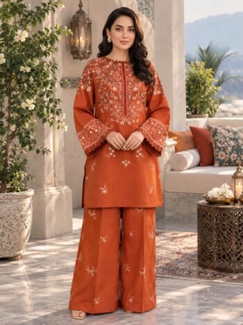 Zellbury Winter Collection Dhanak Heavy Embroidered 2 Piece Suit with Trouser (Unstitched)