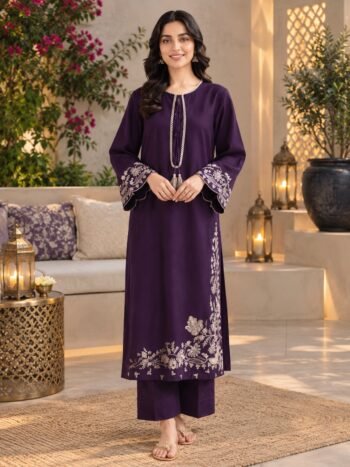 Graceful Winter Wear Dhanak Heavy Embroidered 2 Piece Dress for Women (Unstitched)