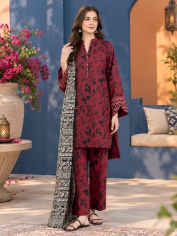 Casual Winter Wear Unstitched 3 Piece Printed Khaddar Suit with Digital Printed Dupatta (Unstitched)