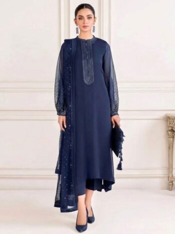 Elegant Affordable Chiffon Sequence Embroidered Formal Wear Dress with Embroidered Dupatta (Unstitched)