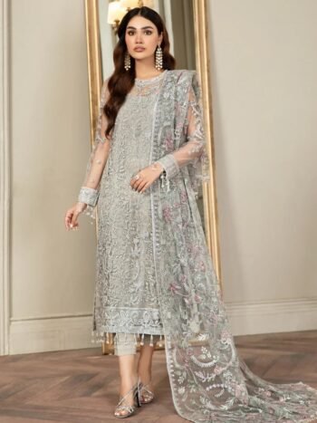 Net Heavy Sequin Embroidered Dress With Multi Spengle Embroidered Dupatta (Unstitched)
